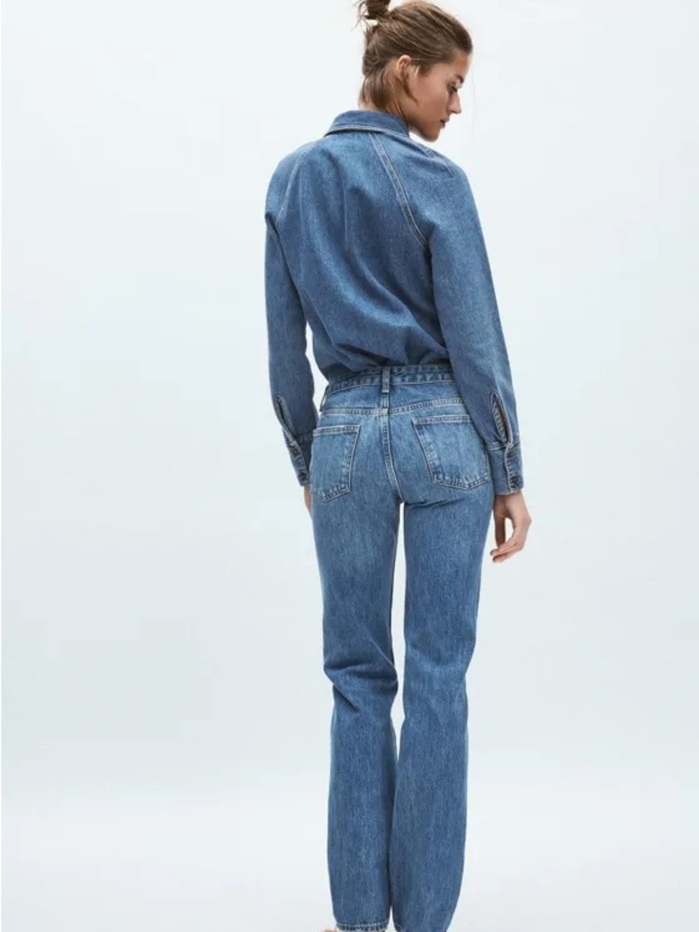 Zara Mid-Rise Straight Leg Jeans Women’s 6 No Stretch 100% Cotton - Picture 2 of 10